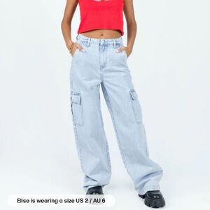 Princess Polly Blue Flare Wide Leg Jeans